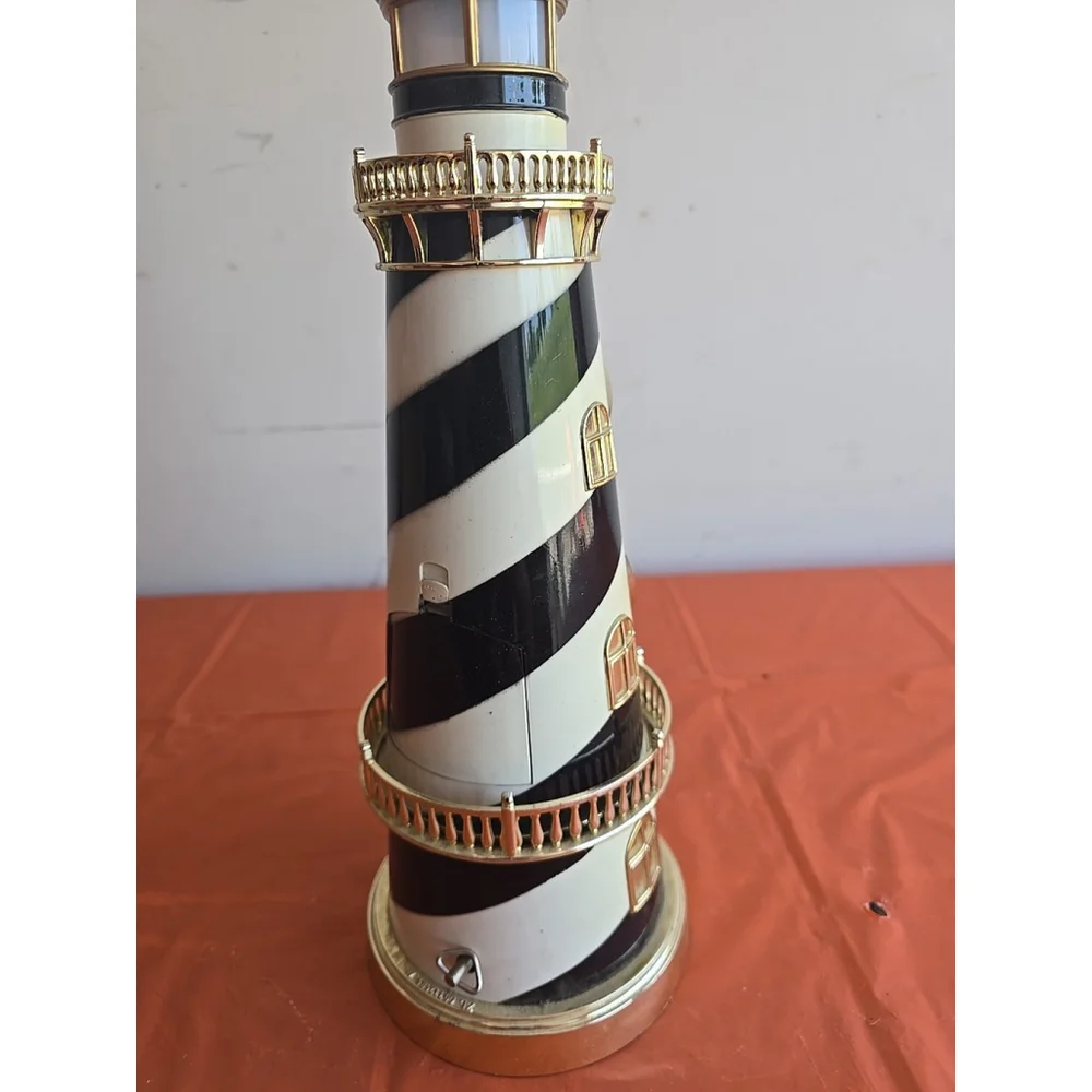 Lighthouse Clock & Thermometer-Lights Up & Plays Music -Hidden Drawer-Rare Find - Picture 3 of 6